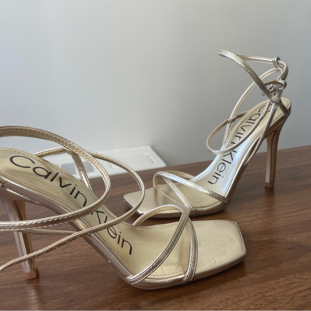 Calvin Klein Metallic Strappy Heels